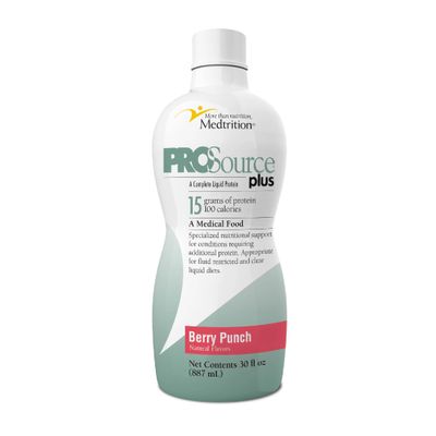 Liquid collagen peptides Type I, III 15 grams protein per oz. | Plus Berry Punch Bottles 4 pack Medtrition|