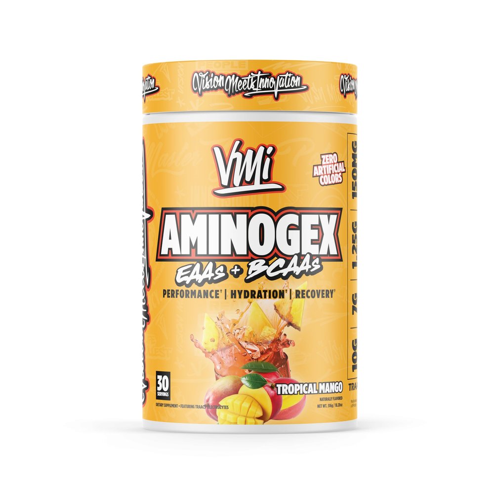 Aminogex Ultra | BCAA Powder | Amino Acids + Betaine and Glutamine | Amino Acid Post Workout Recovery Drink | Intra Workout Drink with Electrolytes | (30 Servings) (Tropical Mango, 18.2 ounces)