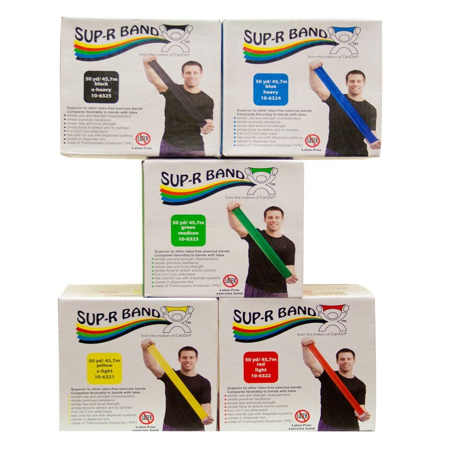 ALIMED 32826 Cando Sup-R Band 5-Piece Set (1 ea. Yellow thru Black) 50 yds.