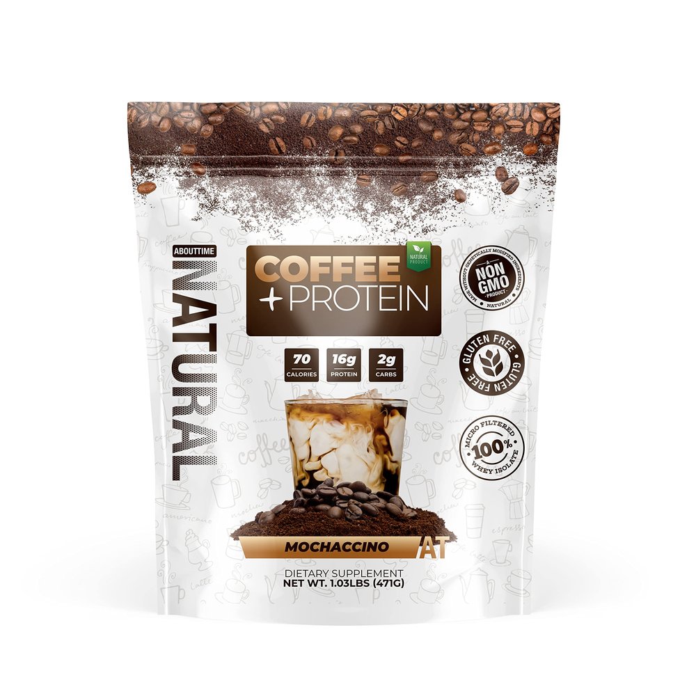 About Time Coffee + Whey Protein (Non-GMO, All Natural, Lactose/Gluten Free, 16g of Protein Per Serving) - 1.03lb, Coffee Mochaccino