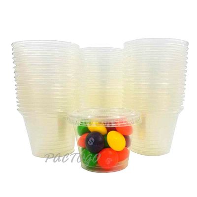 Empress 1 oz. Clear Plastic Disposable Portion Souffle Container Food Cups with Lids (Pack of 200 Sets)