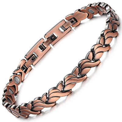 RainSo Copper Bracelet for Women's Magnetic Bracelets 99.99% Pure Solid Copper Attractive Design Bangle with 3 Smarter Button Wristband