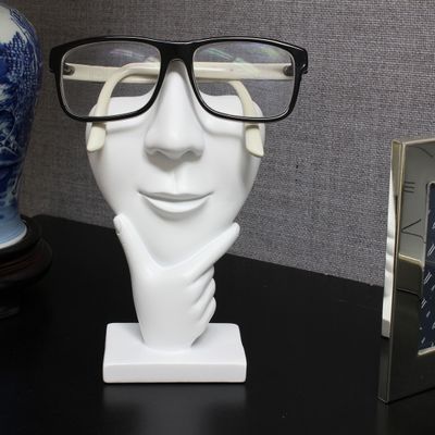 JewelryNanny Artsy Face Eyeglass Holder Stand - Sculpted Nose for Eyeglasses or Sunglasses, Thinker, White