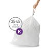 simplehuman Code K Custom Fit Drawstring Trash Bags in Dispenser Packs, 100 Count, 35-45 Liter / 9.2-12 Gallon, White view 2