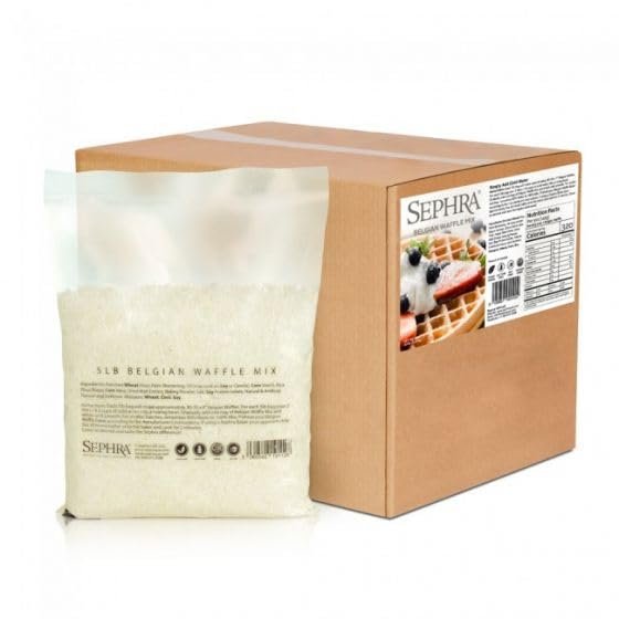 Sephra Belgian Waffle Mix, 30lb case. Just add water! Vegan, Nut Free and Kosher COR 519 Non-Dairy. For delicious Belgian Waffles for breakfast, lunch and dinner, every time.