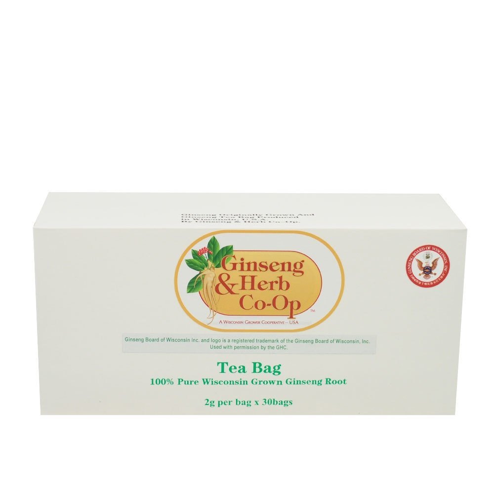 100% Pure Wisconsin American Ginseng Tea Bags. BEST of the BEST Premium Roots Selected - Certified with seal. (30 count).