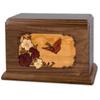 Companion Cremation Urn with Butterfly 3-Dimensional Floral Wood Art Inlay Unique Funeral Urns for Ashes (Companion Urn for Two, Walnut) view 1