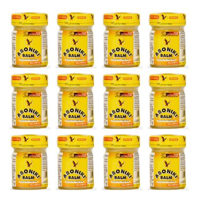 Aboniki Powerful Topical Pain Relief Balm with Natural Ingredients | Fast-Acting Soothing Relief for Joints & Muscle Pain, Soreness, Cramps | Long Lasting Full Body Rub (12 Plastic Jars)