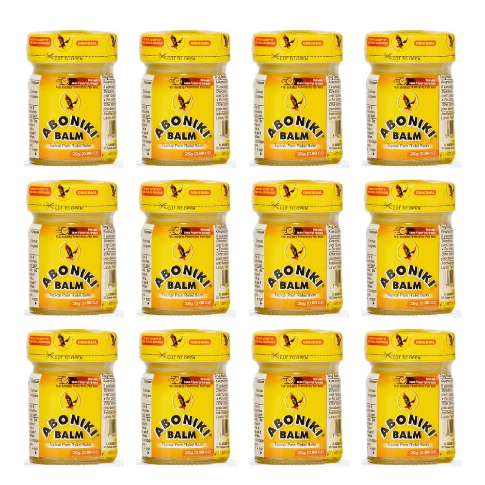 Aboniki Powerful Topical Pain Relief Balm with Natural Ingredients | Fast-Acting Soothing Relief for Joints & Muscle Pain, Soreness, Cramps | Long Lasting Full Body Rub (12 Plastic Jars)