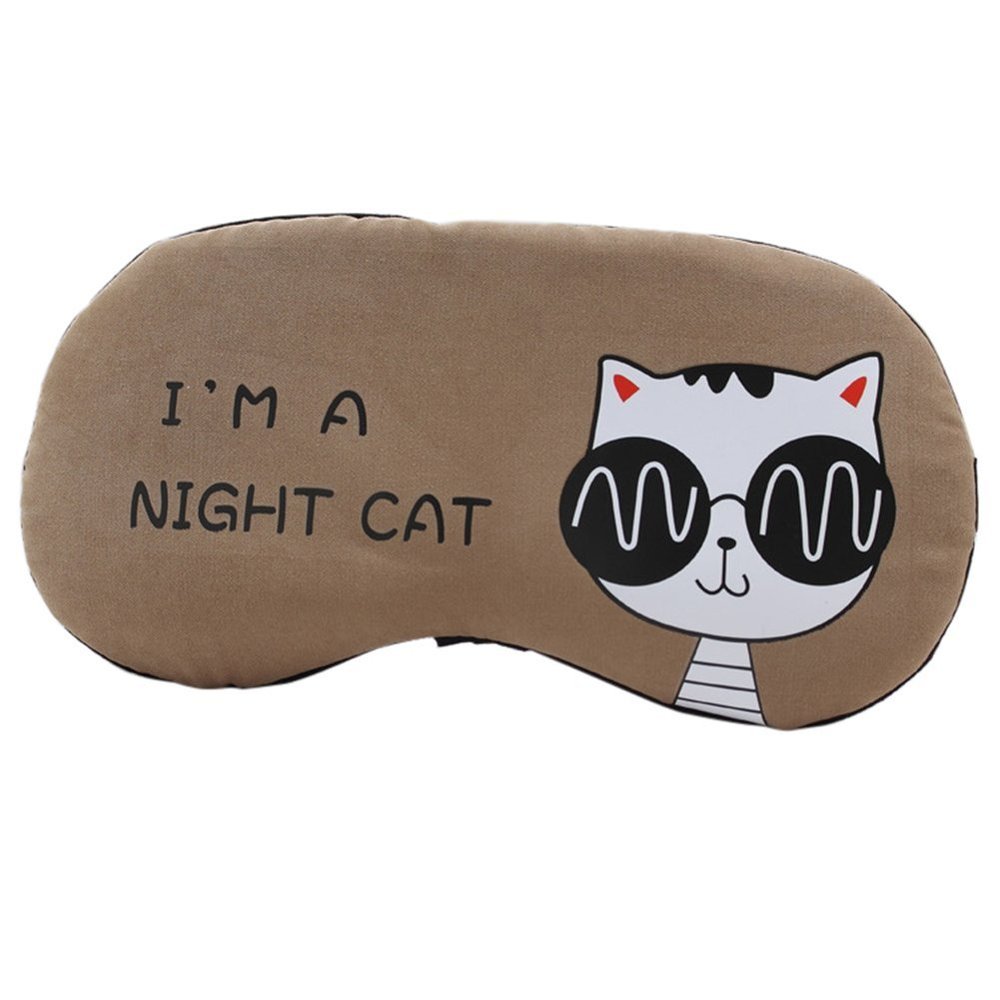 Aimeely Super Cute Cat Eye Mask Comfortable Travel Sleeping Eyeshade with Ice Bag 1#