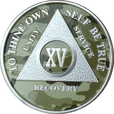 15 Year AA Medallion Camo Silver Plated Camouflage Color Chip