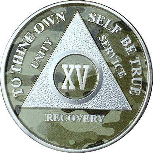 15 Year AA Medallion Camo Silver Plated Camouflage Color Chip