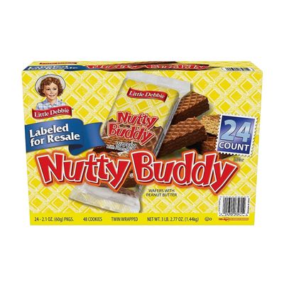 Little Debbie Nutty Buddy Chocolate Fudge & Peanut Butter Wafer Bars, 2 Bars per Package - 2.1, Oz 50.4 Ounce (Pack of 24)