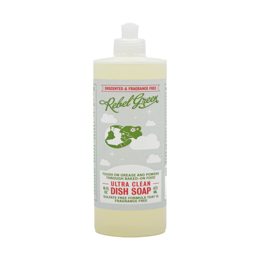 Rebel Green Unscented Super Deluxe Dish Soap, 16 OZ