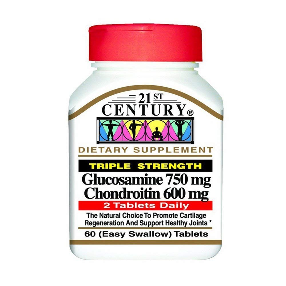 21st Century Glucosamine 750 mg & Chondroitin 600 mg - Triple Strength - 60 Tablets, Pack of 2