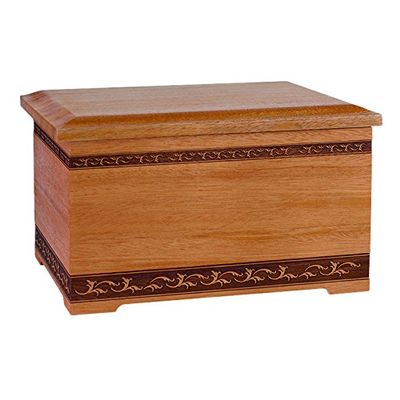 Wood Cremation Urn - Mahogany Sculpted