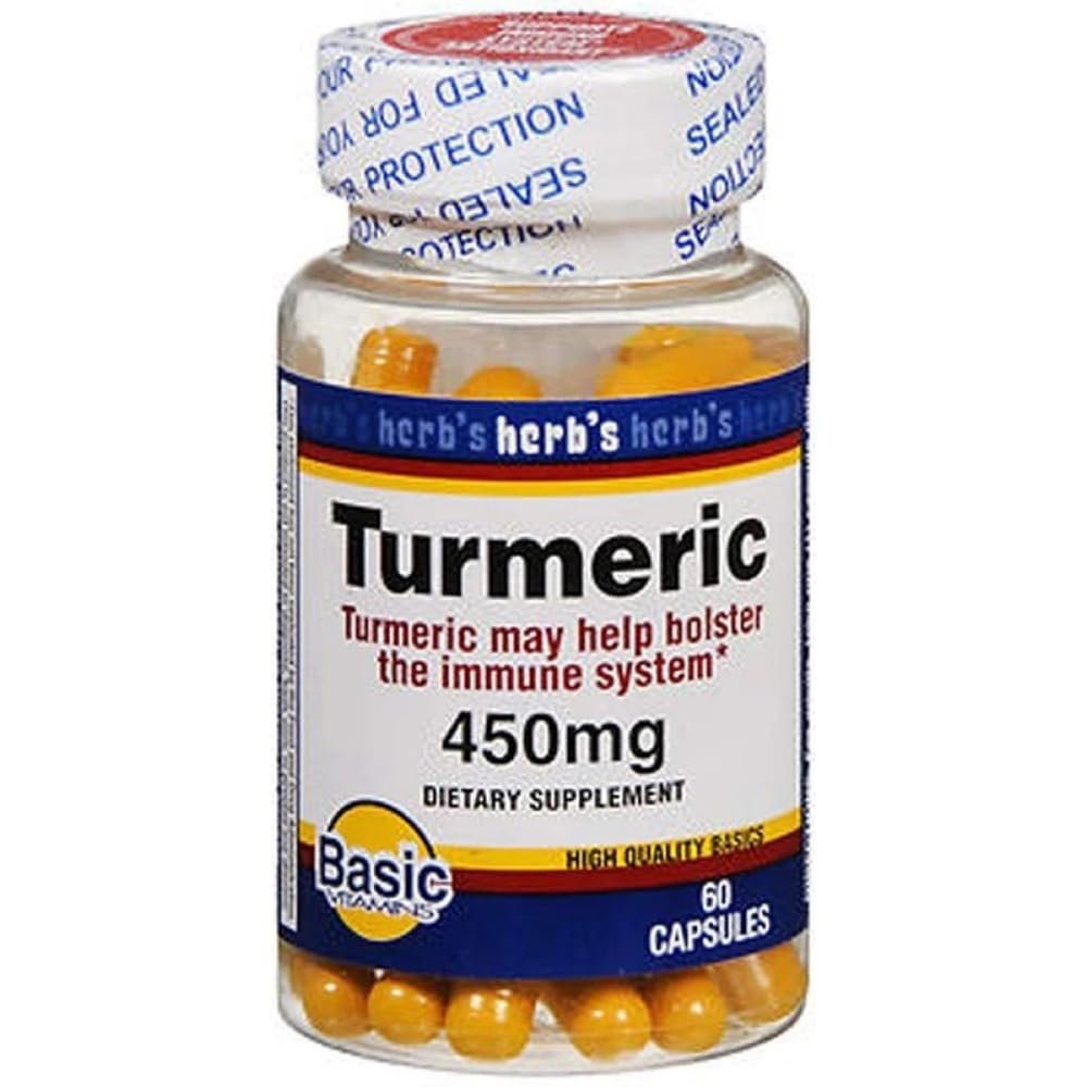 Basic Vitamins Turmeric 450 mg Capsules - 60 ct, Pack of 2