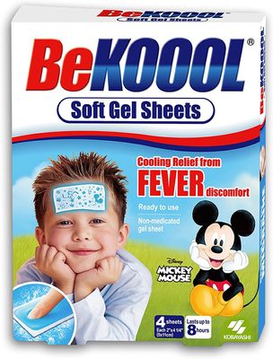 Be Koool: Kids 8 Hour Soft Gel Sheets w/Cooling Relief Fever Reducer, 4 Count (Pack of 5)