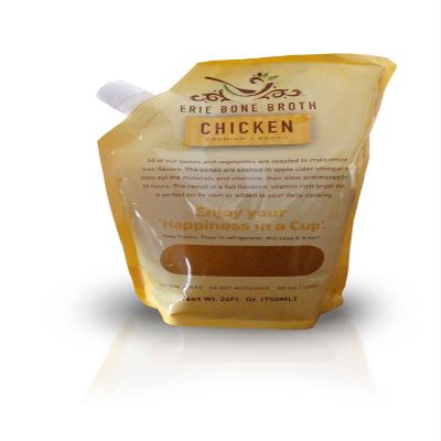 Chicken Bone Broth, NO SALT ADDED, Paleo Certified 24oz. Spout Pouch (6 Pack)