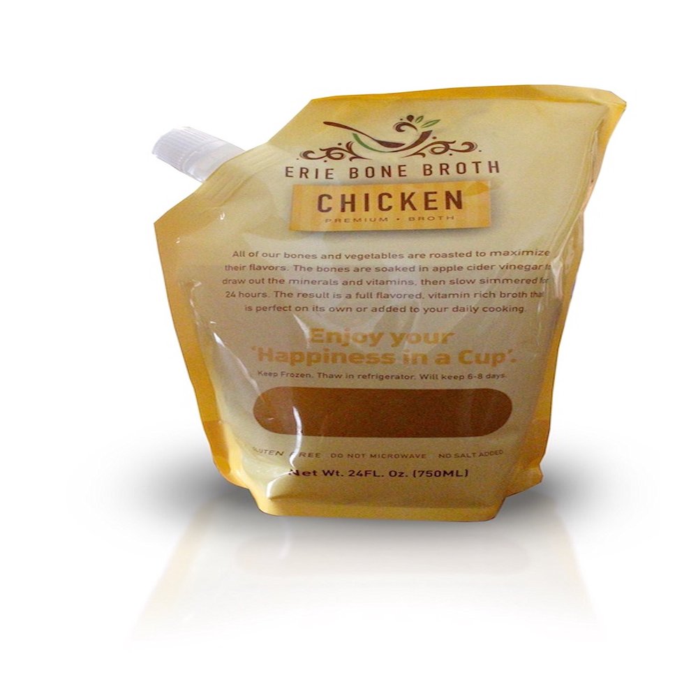 Chicken Bone Broth, NO SALT ADDED, Paleo Certified 24oz. Spout Pouch (6 Pack)