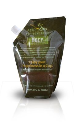 100% Grass Fed Beef Bone Broth, NO SALT ADDED, 24 oz. Spout Pouch, Paleo Certified (6 pack)