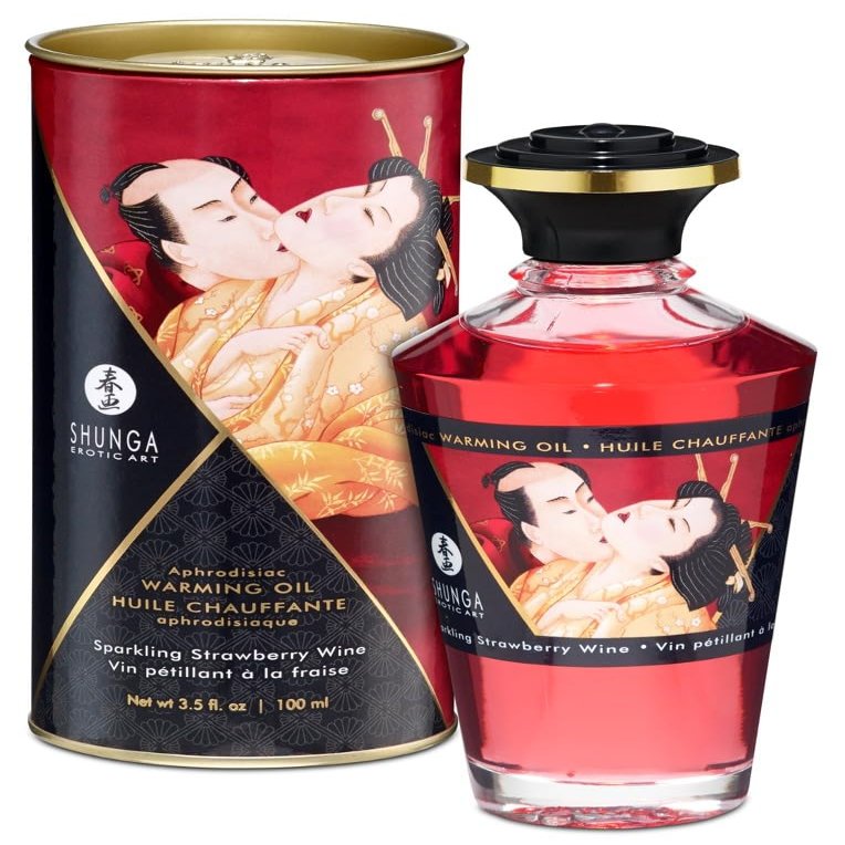 Shunga Warming Massage Oil, Strawberry, 3.5 Fluid Ounce