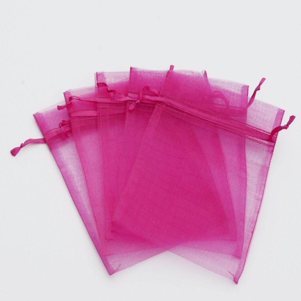 100 pcs 3x4" (8x10cm) Organza Bags Wedding Favor Bags Party Gift Bags Candy Bag Jewelry Pouch Drawstring Bag FB777 (Fuchsia - FB037)