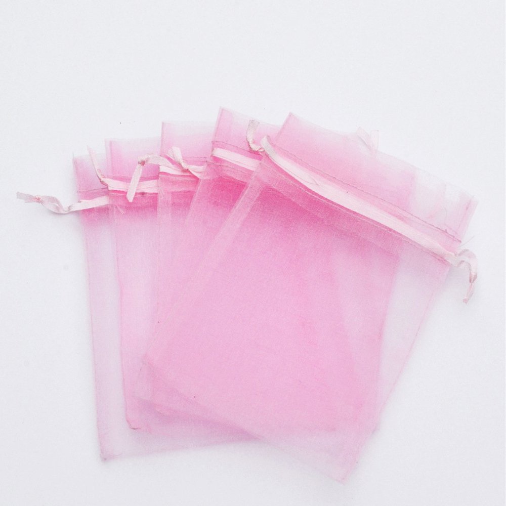 100 pcs 3x4" (8x10cm) Organza Bags Wedding Favor Bags Party Gift Bags Candy Bag Jewelry Pouch Drawstring Bag FB777 (Pink - FB025)