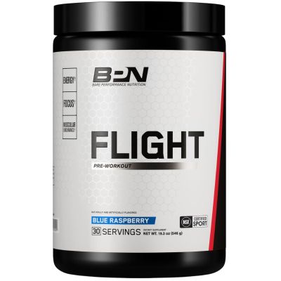 Bare Performance Nutrition BPN Flight Pre Workout, Supports Energy and Mental Focus, Improved Endurance & Muscle Pumps with CarnoSyn Beta Alanine, Blue Raspberry, 30 Servings