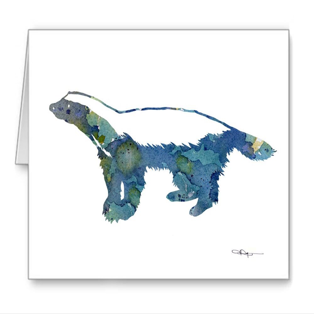 DJ Rogers Fine Art Honey Badger - Set of 10 Note Cards With Envelopes