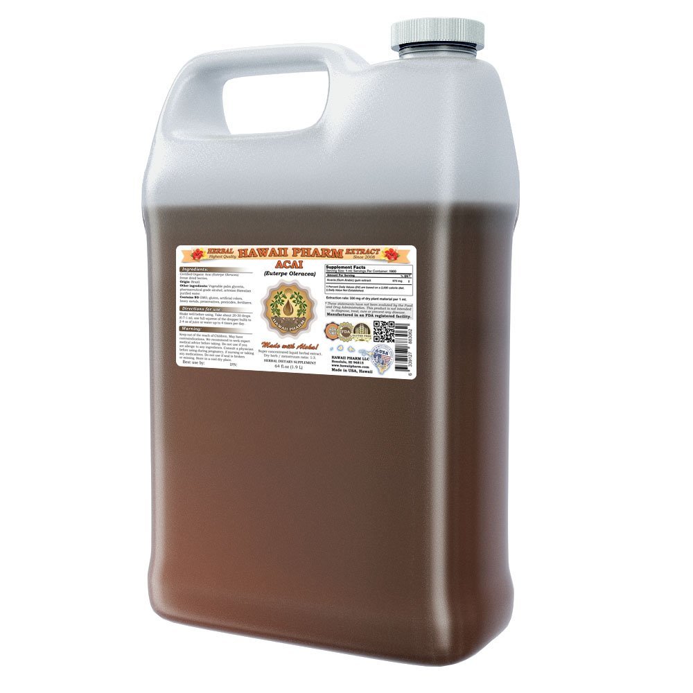 Acai Liquid Extract, Organic Acai (Euterpe Oleracea) Berries Tincture Supplement 64oz