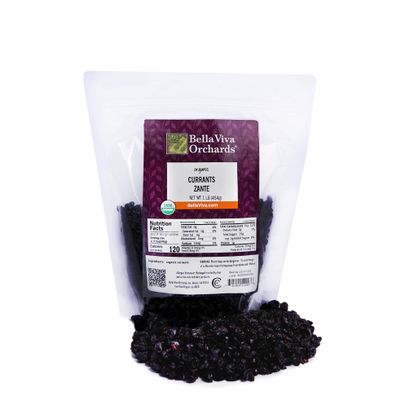 Bella Viva Orchards Organic Dried Zante Currants, Sweet no Sugar Added, 1 lb of Dried Fruit