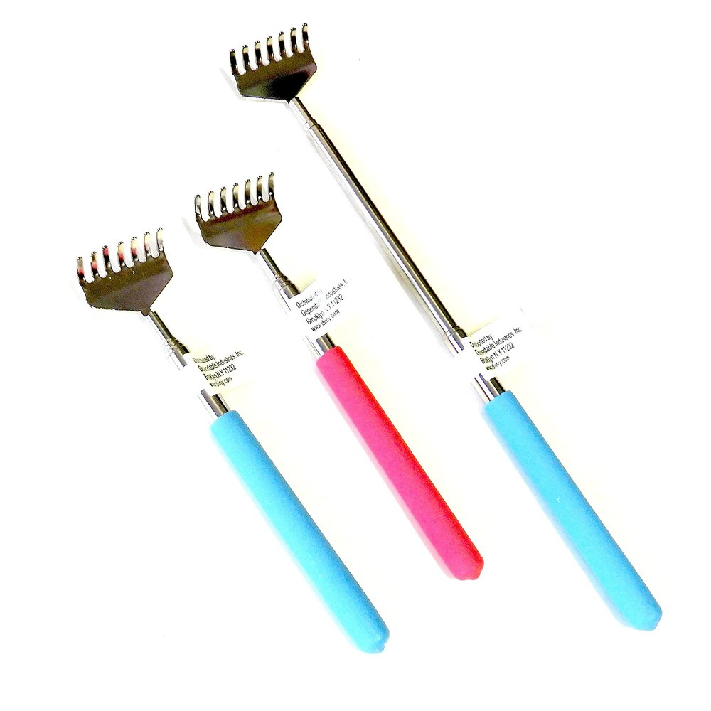 3 Pack Compact Extendable Telescopic Back Scratcher with Soft Sure Grip Handle
