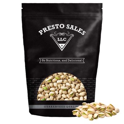Presto Sales Pistachios In Shell California 16 oz. | Premium Roasted, Unsalted | Healthy, Natural, Vegan, Non-GMO | Vital Minerals Including Potassium, Calcium, Iron, Magnesium | Resealable 1 lb. Bag