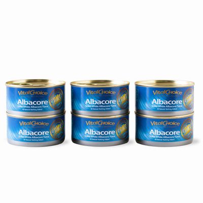 Vital Choice Wild Albacore Tuna, In Water, No Added Salt, 6 oz Cans (Pack of 6)