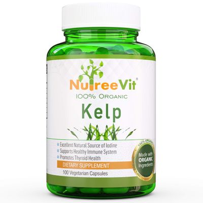 NutreeVit Pure Organic Kelp Powder Seaweed Supplement - 200 Capsules (500 mg) - All Natural Kelp Supplement Capsules Containing Pure Kelp Seaweed Powder for Daily Use