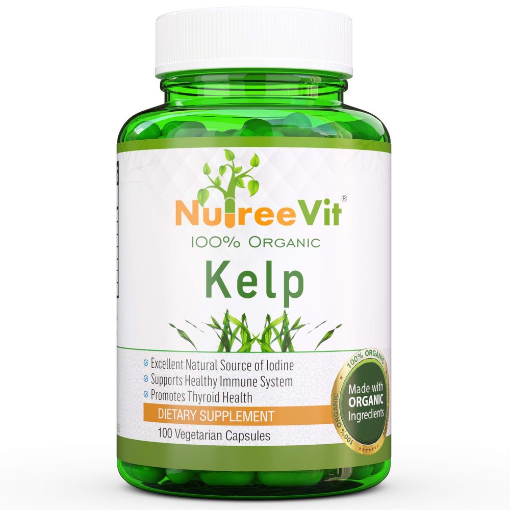 NutreeVit Pure Organic Kelp Powder Seaweed Supplement - 200 Capsules (500 mg) - All Natural Kelp Supplement Capsules Containing Pure Kelp Seaweed Powder for Daily Use