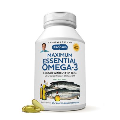 ANDREW LESSMAN Maximum Essential Omega-3 Mint - 180 Softgels - Ultra-Pure, High Potency Omega-3 Oils. High DHA, No Stomach Upset, No Contaminants, No Mercury. Small Easy to Swallow Softgels