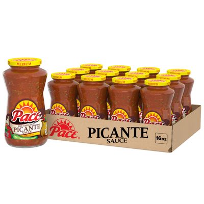 Pace Medium Picante Sauce, 16 oz Jar (12 Pack)