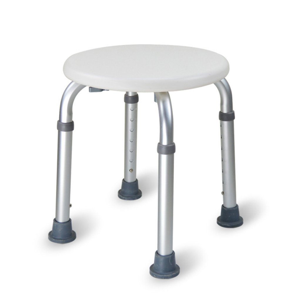 Active Authority Adjustable Skidproof Aluminium Alloy Shower Stool - Round Bathtub Chair - Portable Tub Bench - Safe Bath Seat - up to 300lbs - White