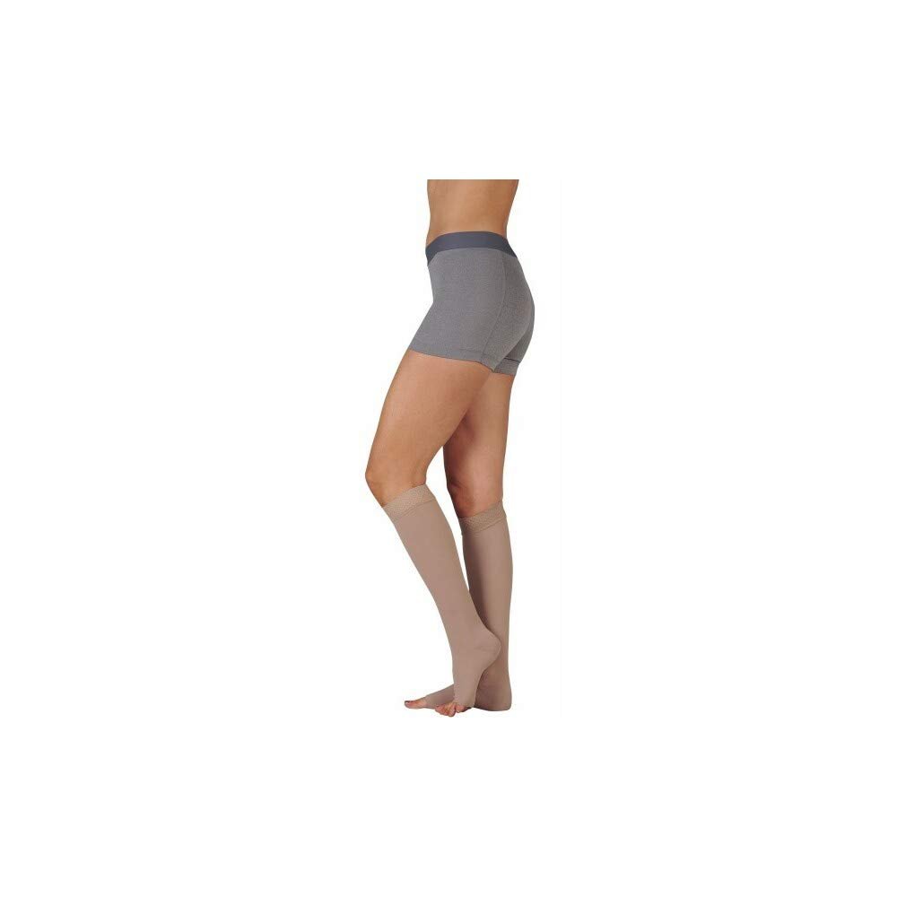 30-40 mmHg, Dynamic, Knee, OT, 5cm Silicone, Short, White