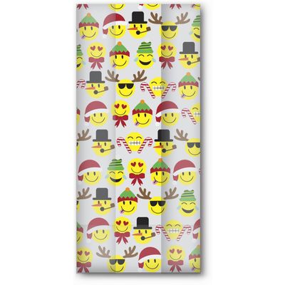 Jillson Roberts 48-Count Small Printed Clear Christmas Cello Bags with Twist Ties, Holiday Emoji