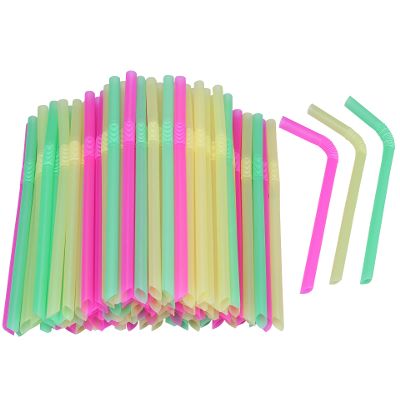 Jumbo Flexible Smoothie Plastic Straws, 100 Pcs Assorted Colors Large Bendable Disposable Milkshake Straws, Wide Bendy Boba Drinking Straws (0.47" Diameter and 8.26" long)