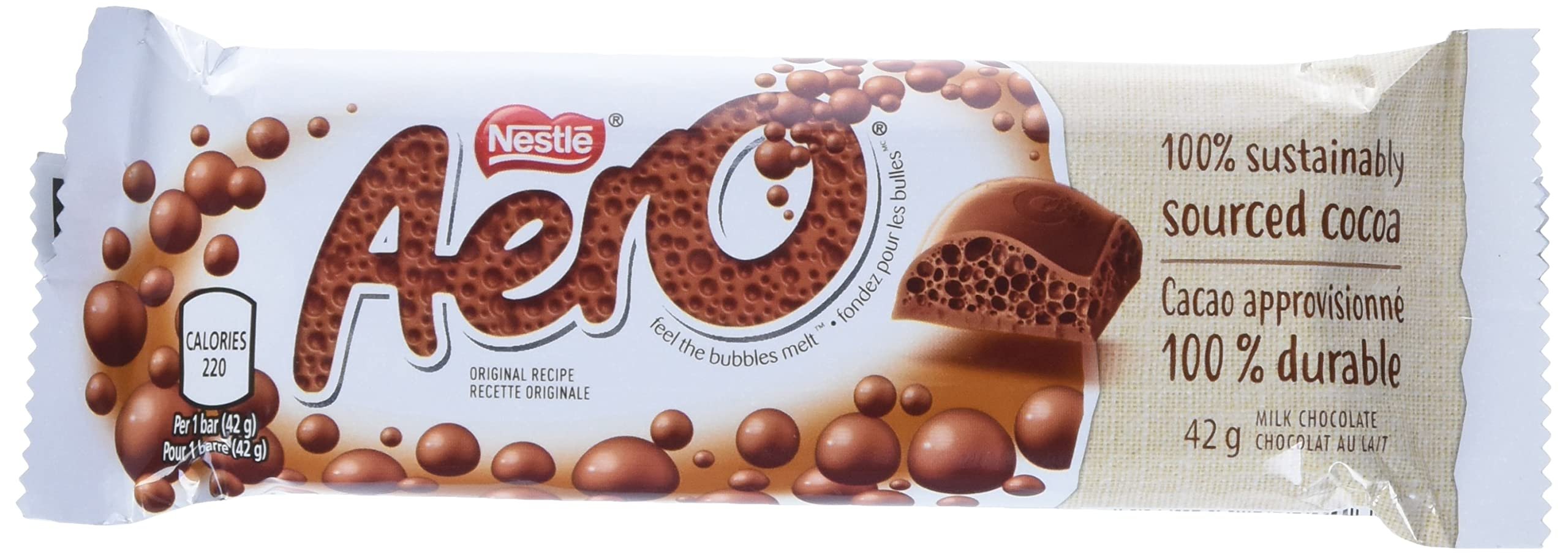 Nestle Aero Chocolate Bars | 24 x 42gram bars | Imported from Canada (Milk Chocolate)
