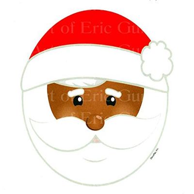 1/4 Sheet - African American Santa Christmas - Edible Cake/Cupcake Party Topper - D22538