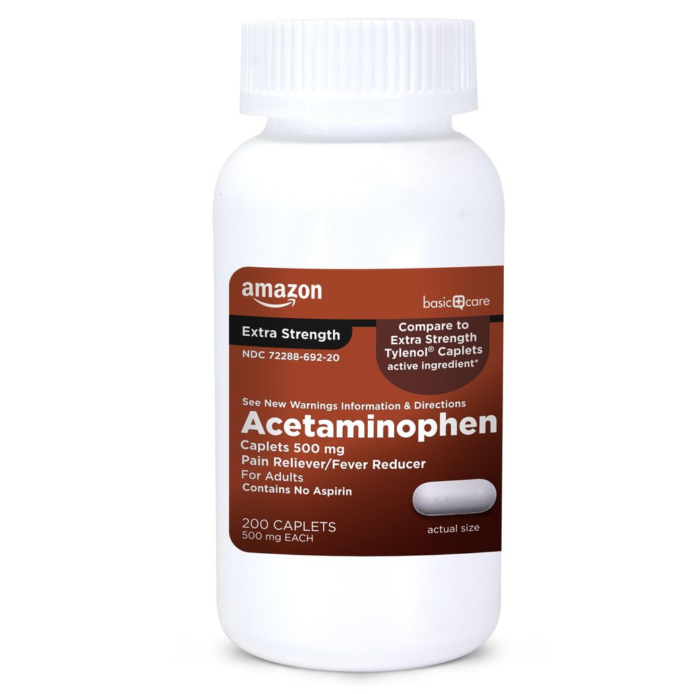 Amazon Basic Care Extra Strength Pain Relief, Acetaminophen Caplets, 500 mg, 200 Count (Packaging may vary)
