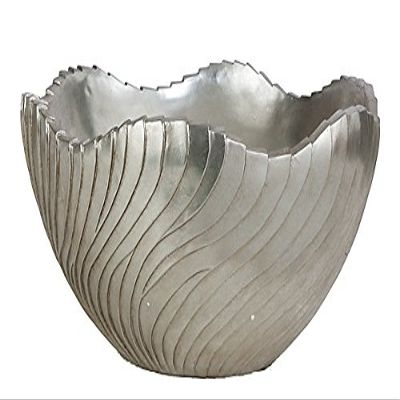 Autograph Foliages D-140100 9 in. Low Swirl Bowl - Brush Silver