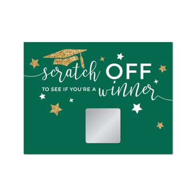 Andaz Press Emerald Forest Green and Gold Glittering Graduation Party Collection, Graduation Game Scratch Cards, 30-Pack