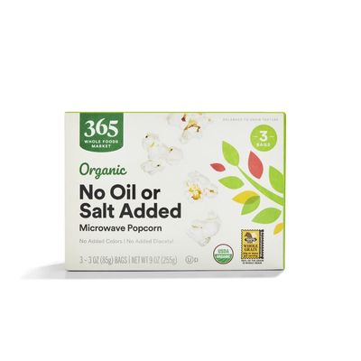 365 by Whole Foods Market, Organic No Oil or Salt Microwave Popcorn, 9 Ounce