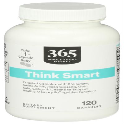 365 by Whole Foods Market, Think Smart with B Vitamins, Amino Acids, Ginkgo, Asian Ginseng, Gotu Kola, & Choline, 120 Capsules